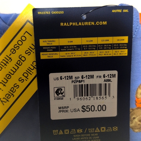 Ralph Lauren Blue Bear Print Footies - Picture 4 of 9